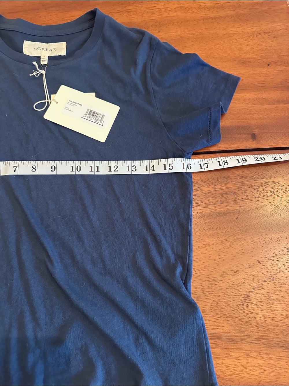 NWT The Great. Women's Cotton Navy Crewneck fitted Tee size 0 Made in USA - Picture 4 of 6